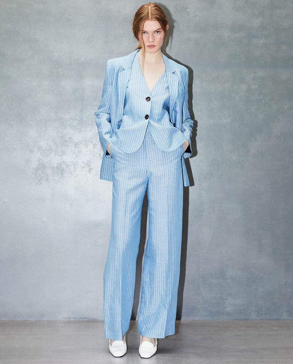 Conjunto de lino con estampado de rayas