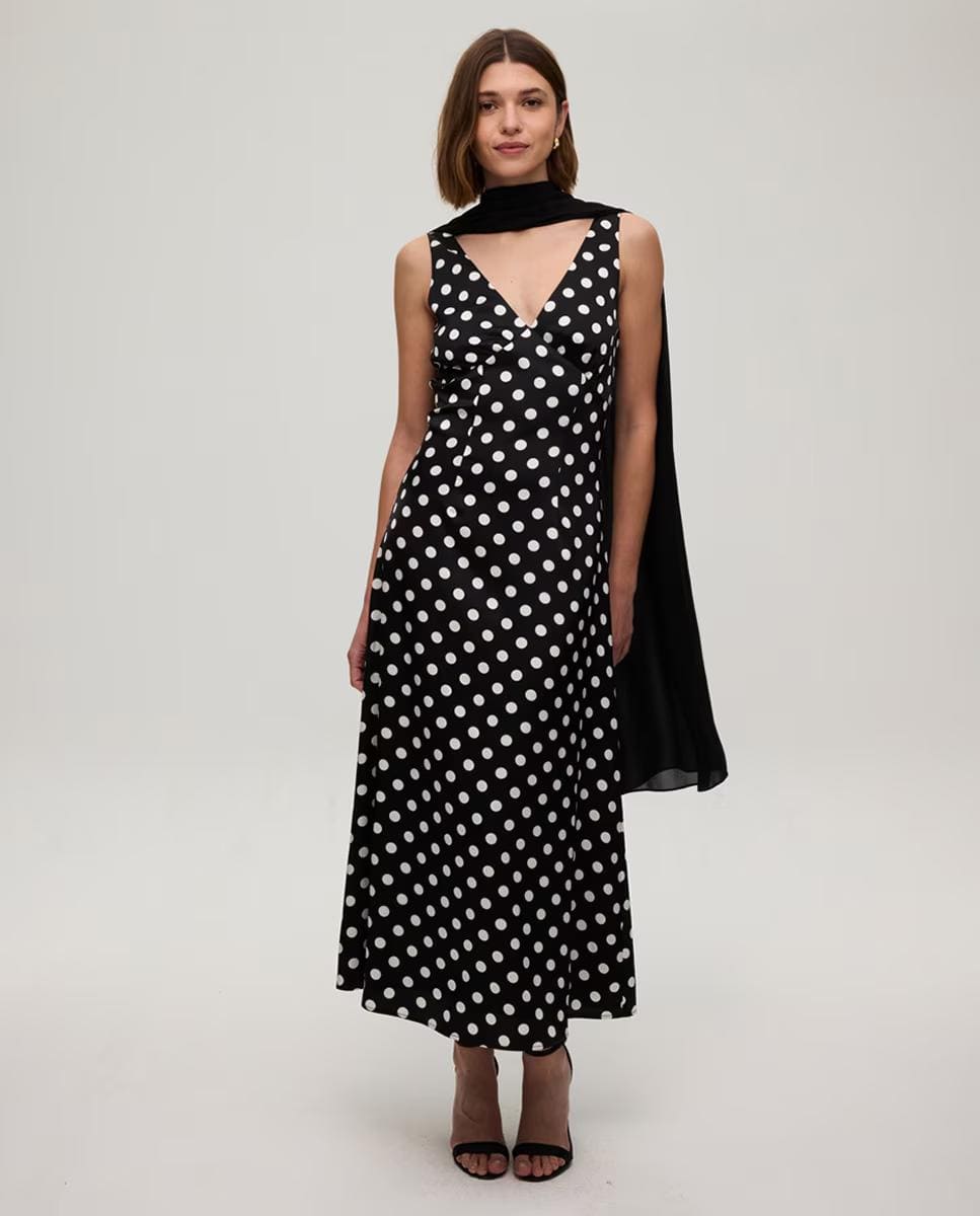 Vestido midi lunares + fular, Mioh
