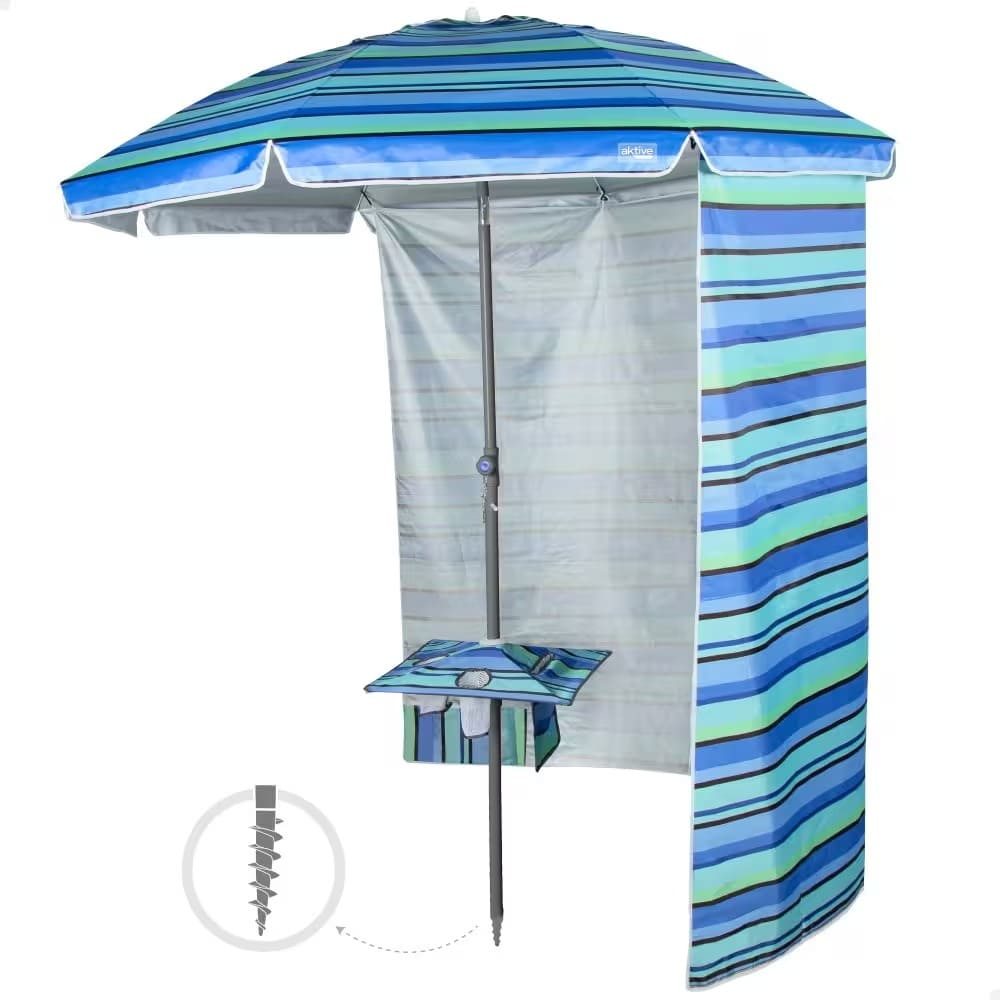 La sombrilla de playa grande inclinable con pared lateral de 210 cm UV50 de Aktive en Decathlon