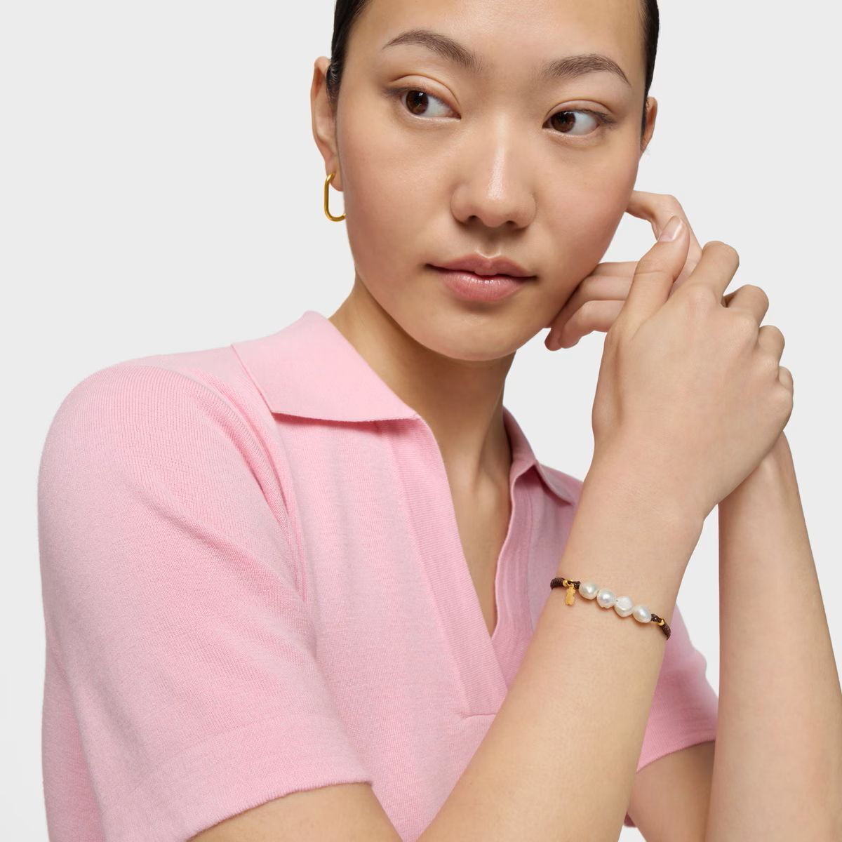 Pulsera con baño de oro 18 kt sobre plata y perlas cultivadas de Tous