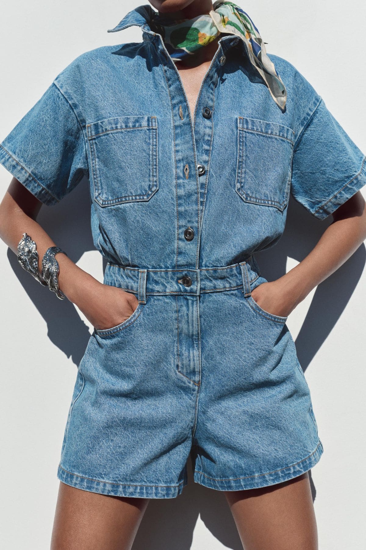 Mono corto Z1975 denim de manga corta de Zara