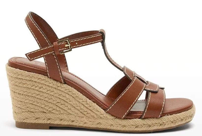 Sandalias de cuña con tiras y cierre de hebilla en liso