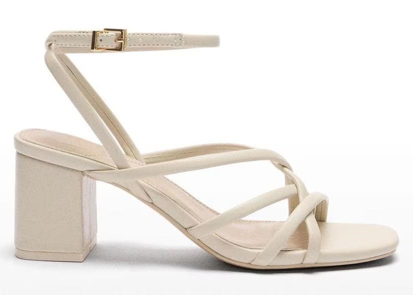 Sandalias de tacón con tiras cruzadas en liso