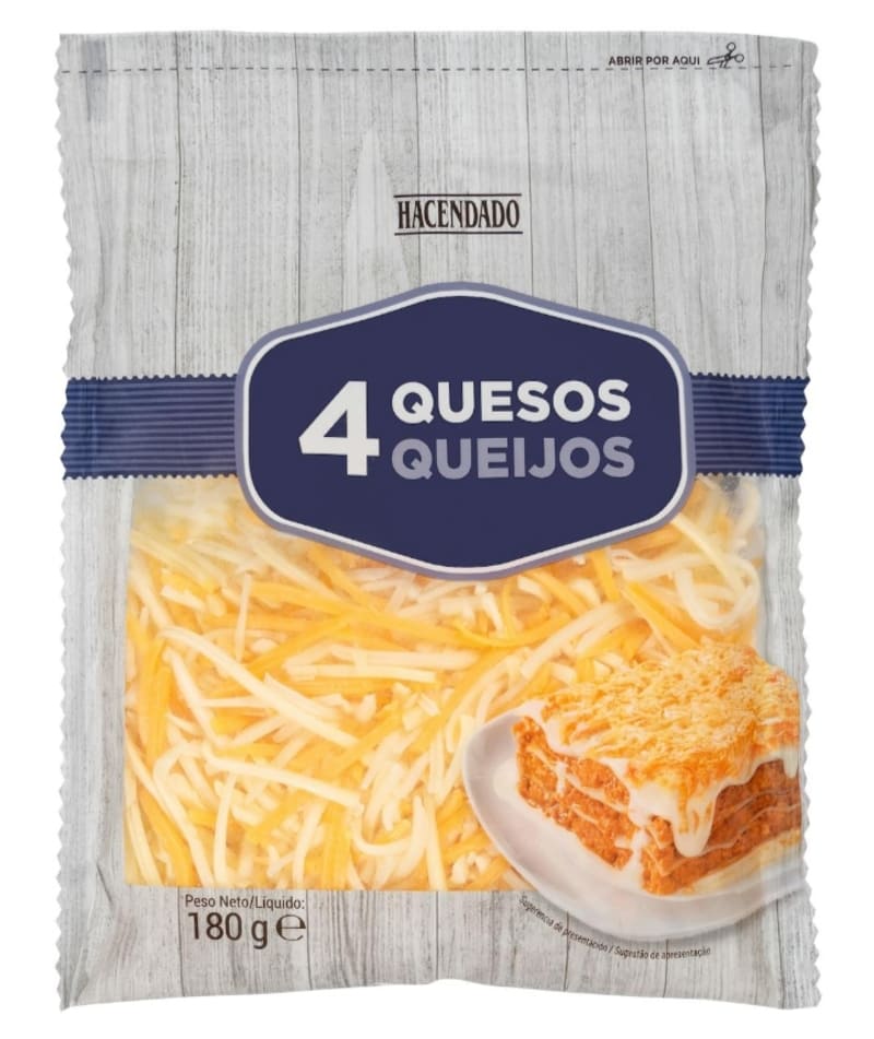 Queso rallado 4 quesos Hacendado