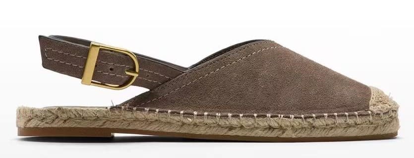 Alpargatas planas de piel destalonadas con cierre de hebilla (2)