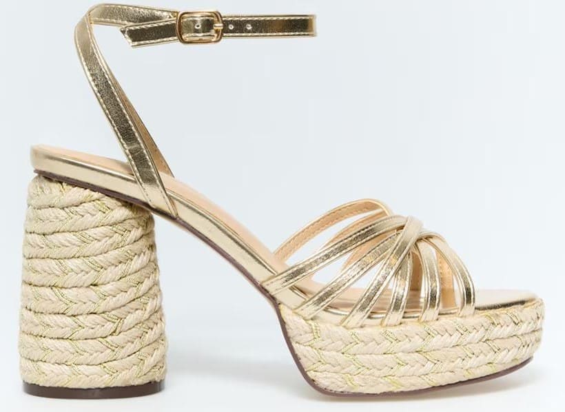 Sandalia de plataforma con tacón de yute