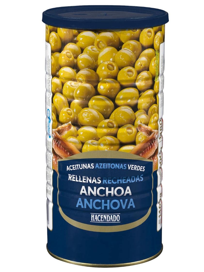 Aceitunas verdes rellenas de anchoa Hacendado