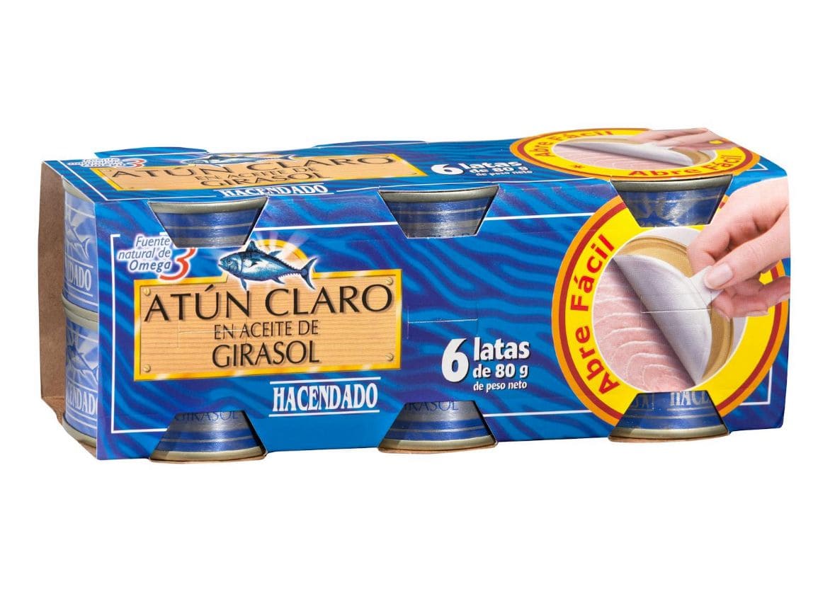 Atún claro en aceite de girasol Hacendado