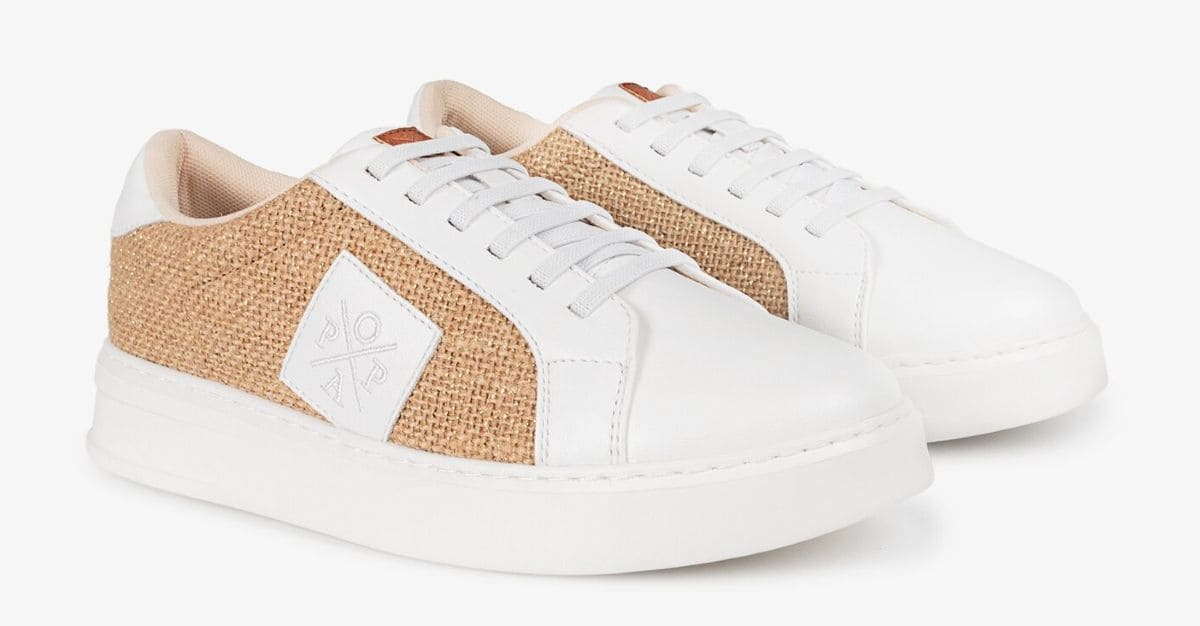 Popa Zapatillas de mujer tejido fibra dorada