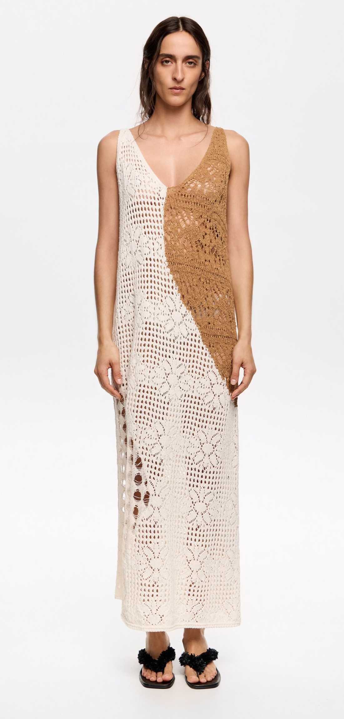 Vestido ajustado crochet blanco de Bimba y Lola