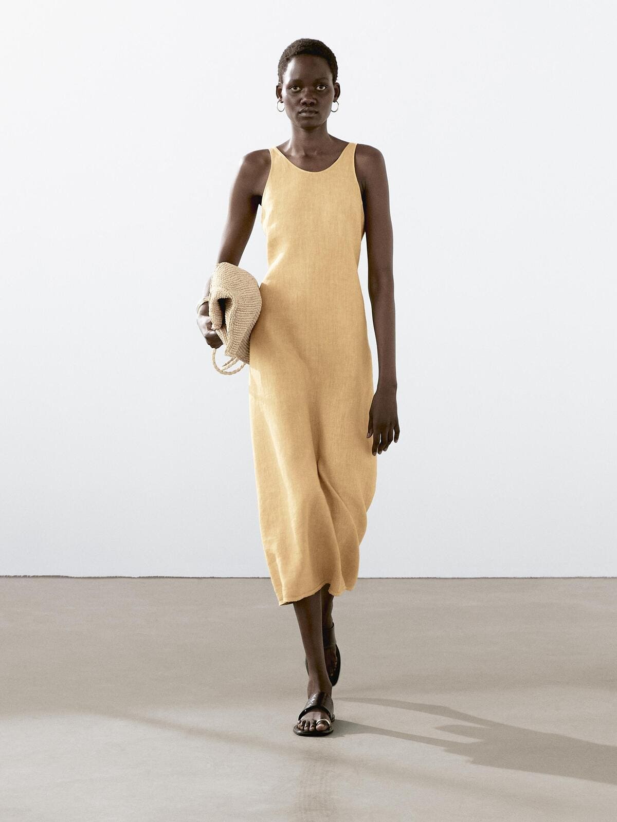 Vestido largo halter 100 de lino