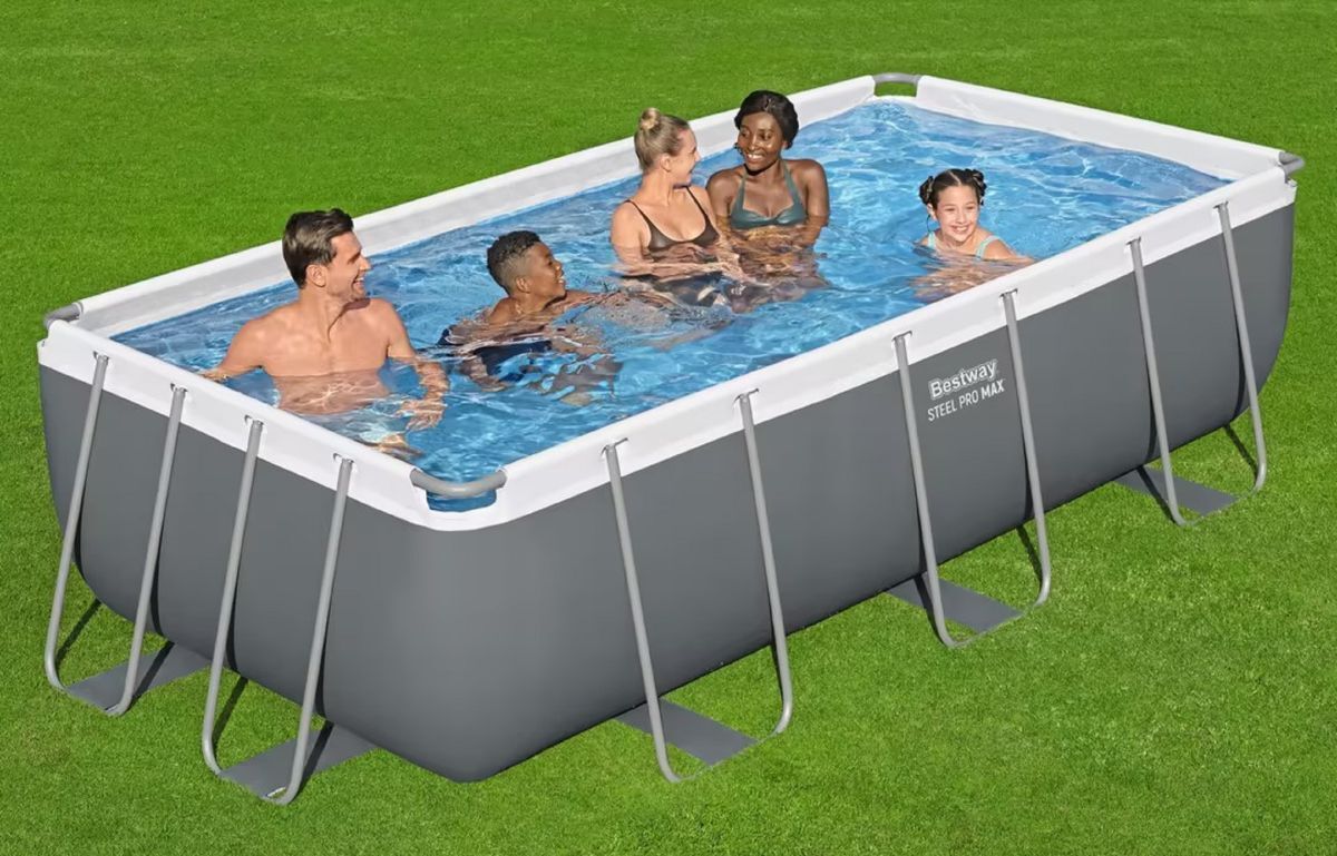 Piscina tubular de acero gris rectangular BESTWAY de Leroy Merlin