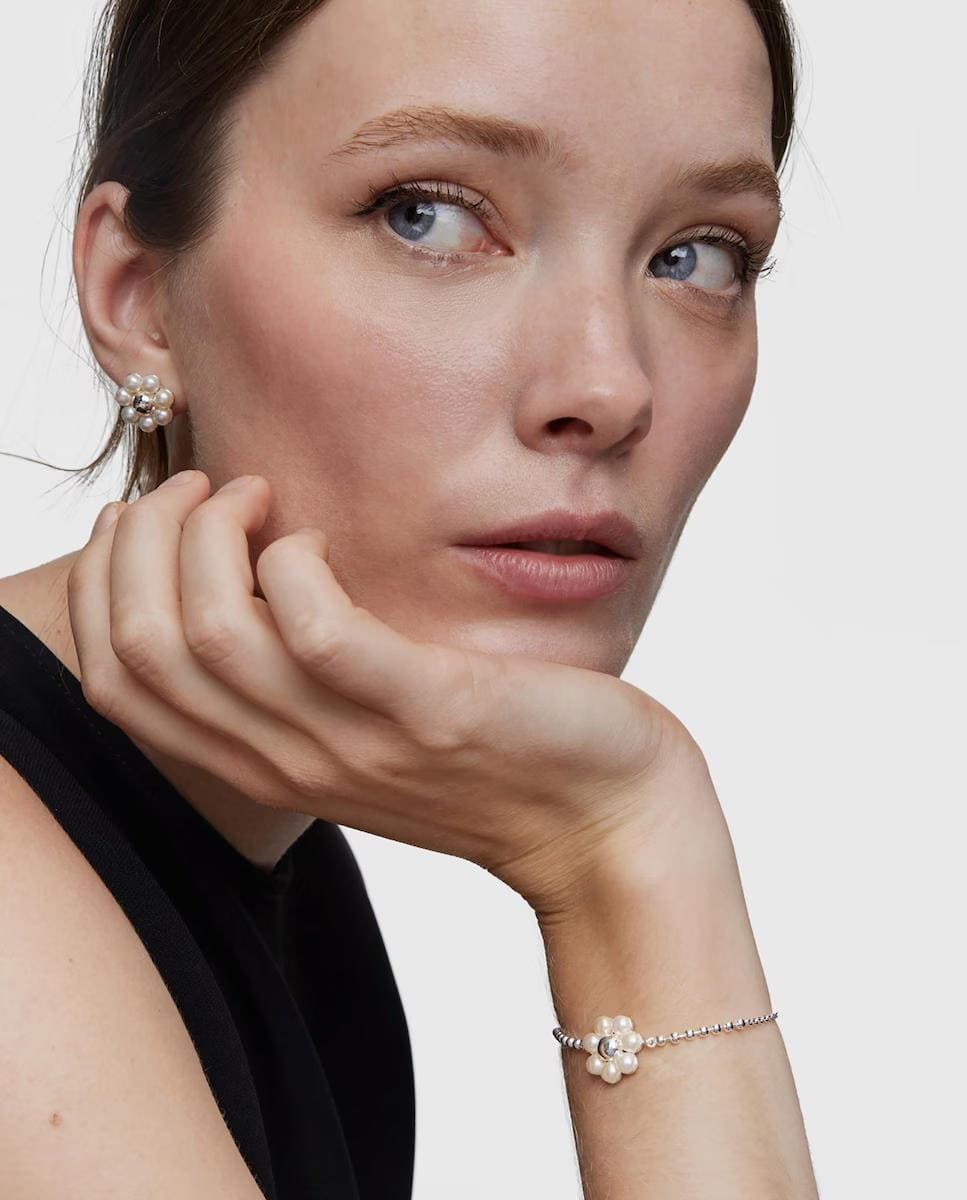 Pulsera Sugar Party de cadena con flor y perlas