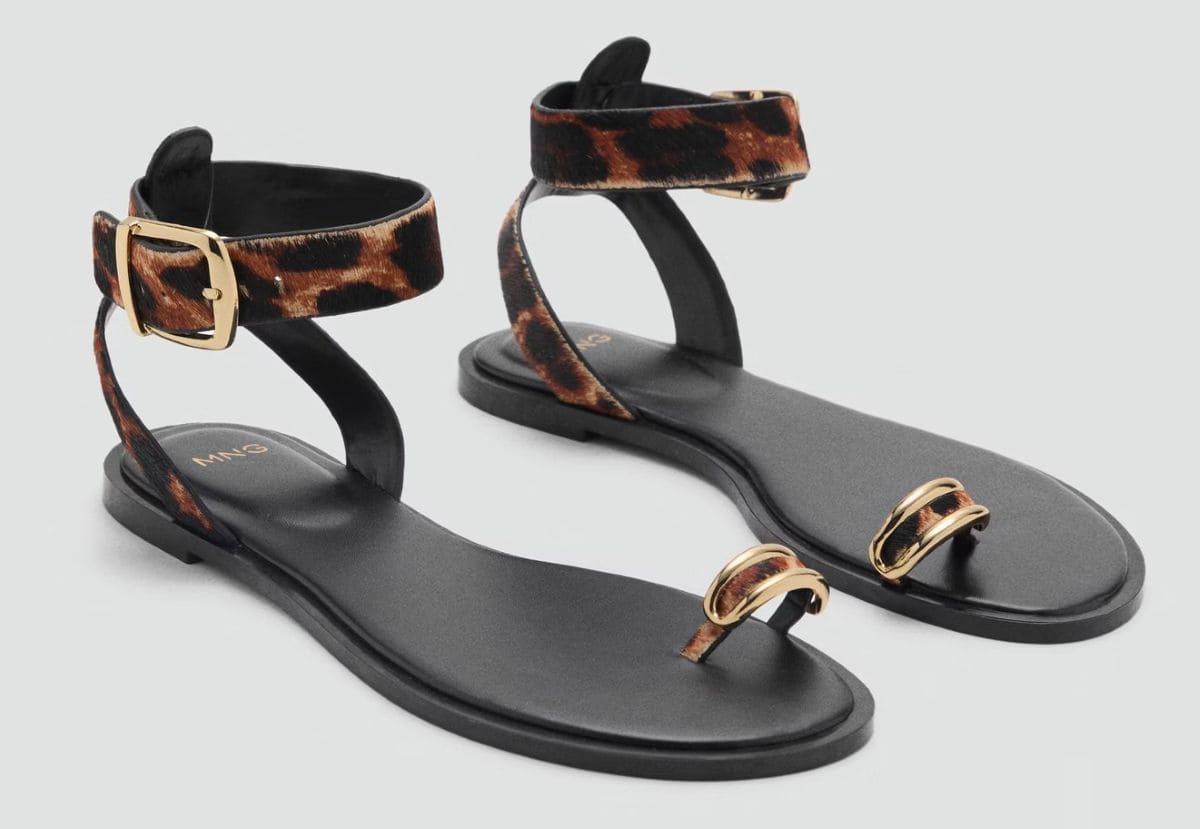 Sandalia leopardo piel de Mango