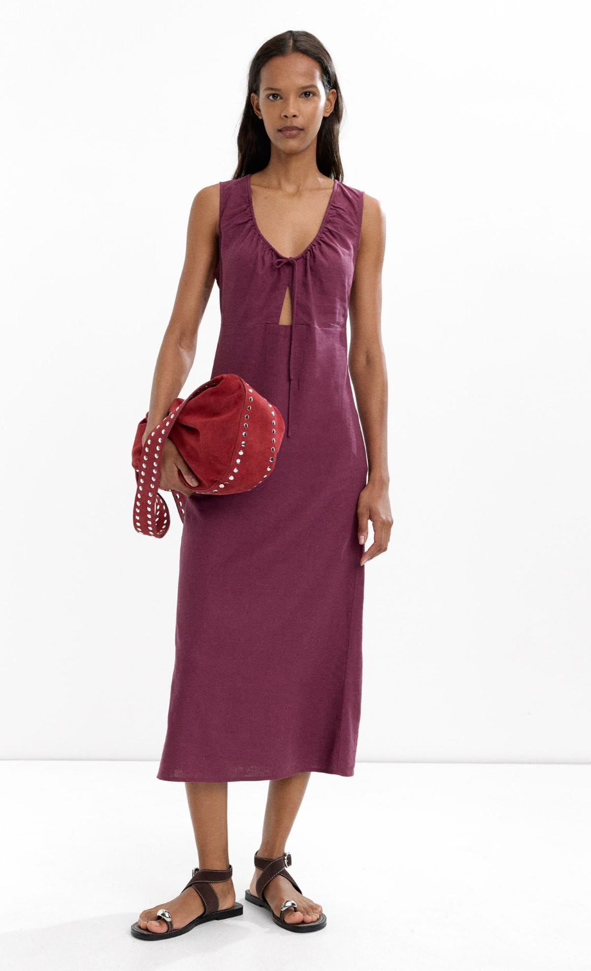 Vestido midi con lino de Parfois