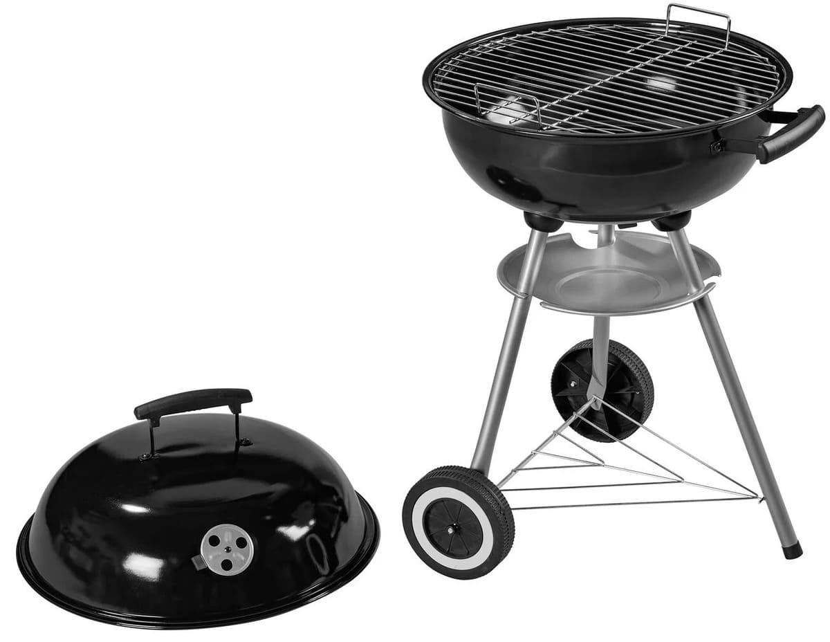 La barbacoa redonda con 44 centímetros de diámetro en color negro de Lidl