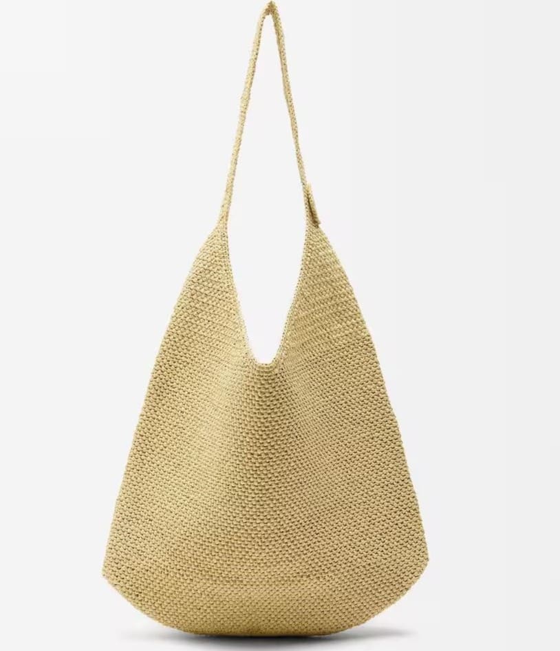 Bolso de hombro efecto rafia con detalle lateral