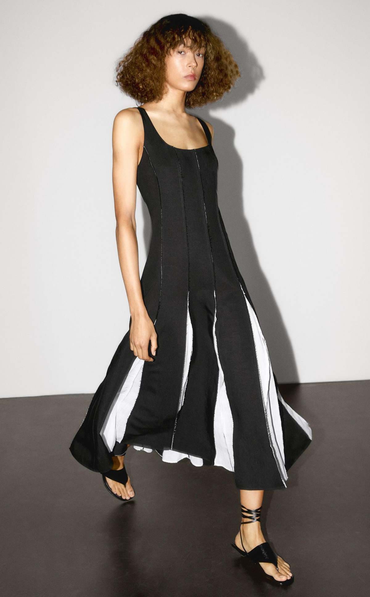 Vestido largo fluido con lino de Massimo