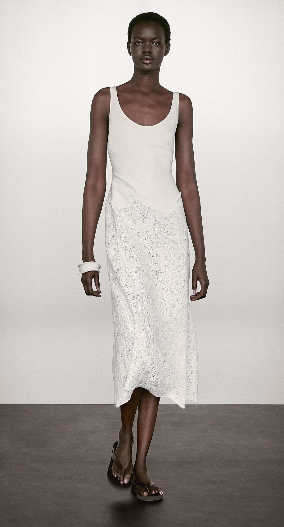 Vestido midi vuelo mezcla algodón de Massimo