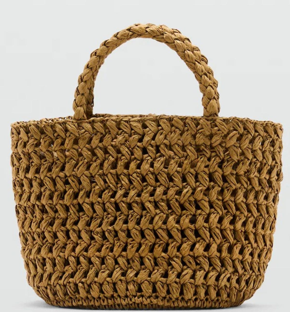 Bolso bucket doble asa fibra natural de Mango