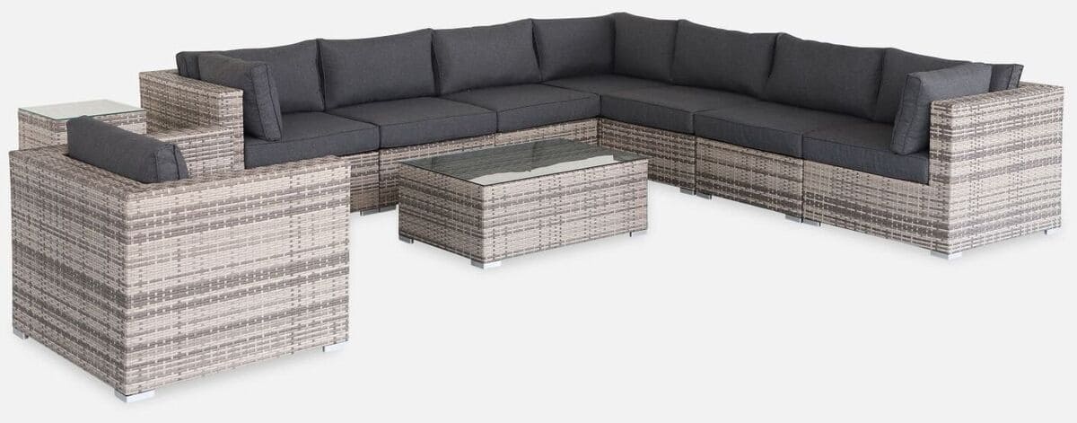 El conjunto de muebles de jardín de resina tejida de 8 a 10 plazas de Carrefour