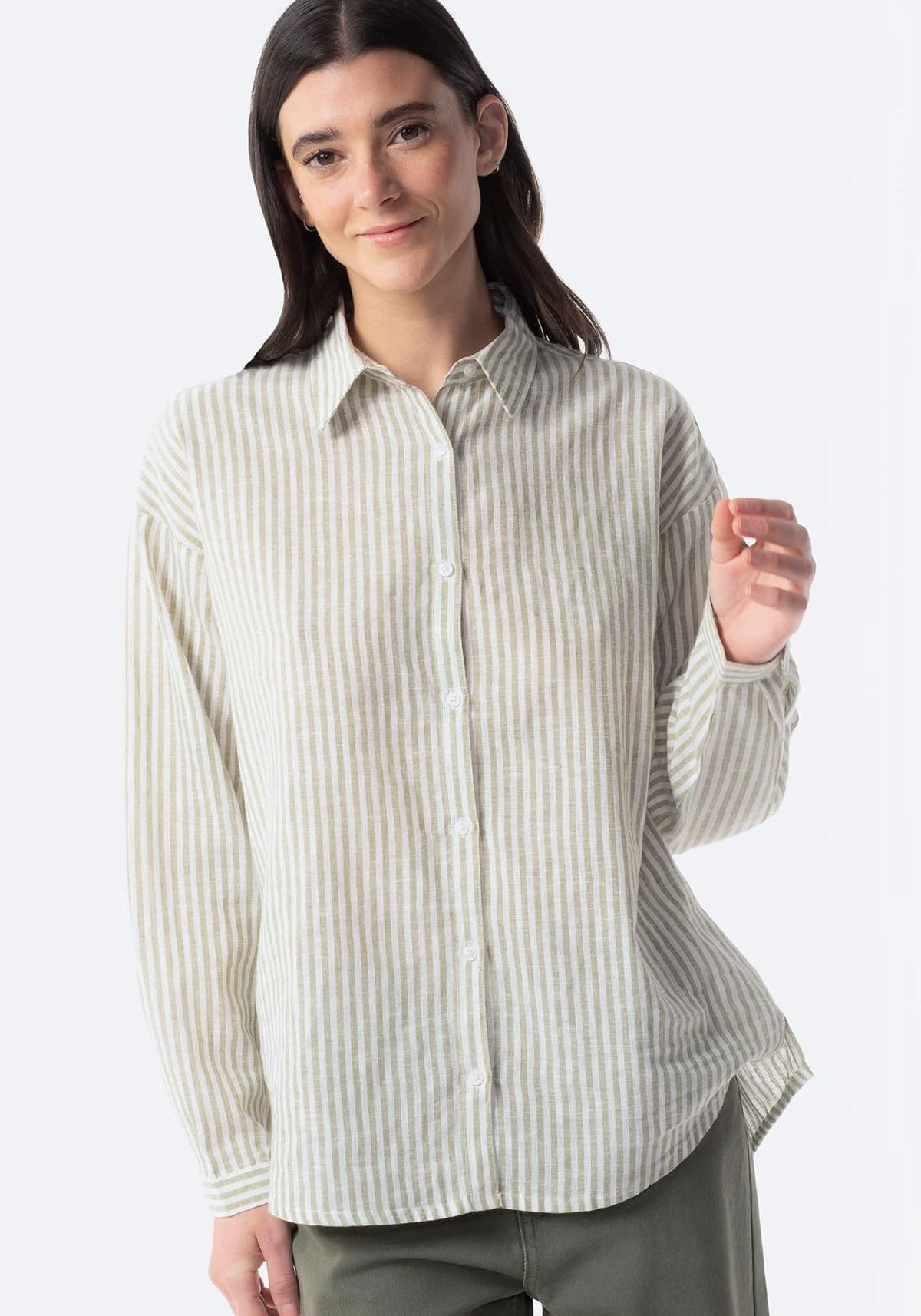 Blusa de manga larga con lino TEX