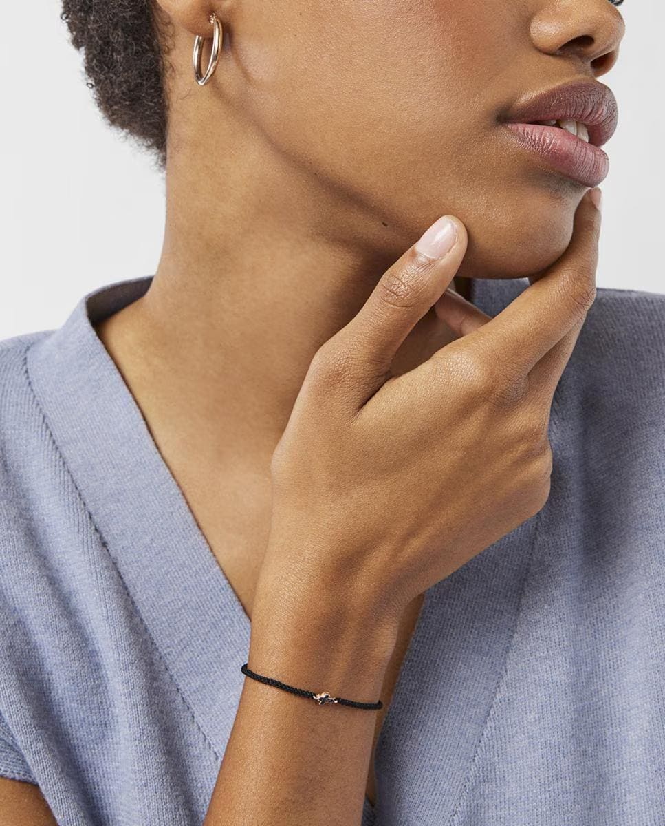 Pulsera Motif de cruz bañada en oro sobre plata rosa con espinelas