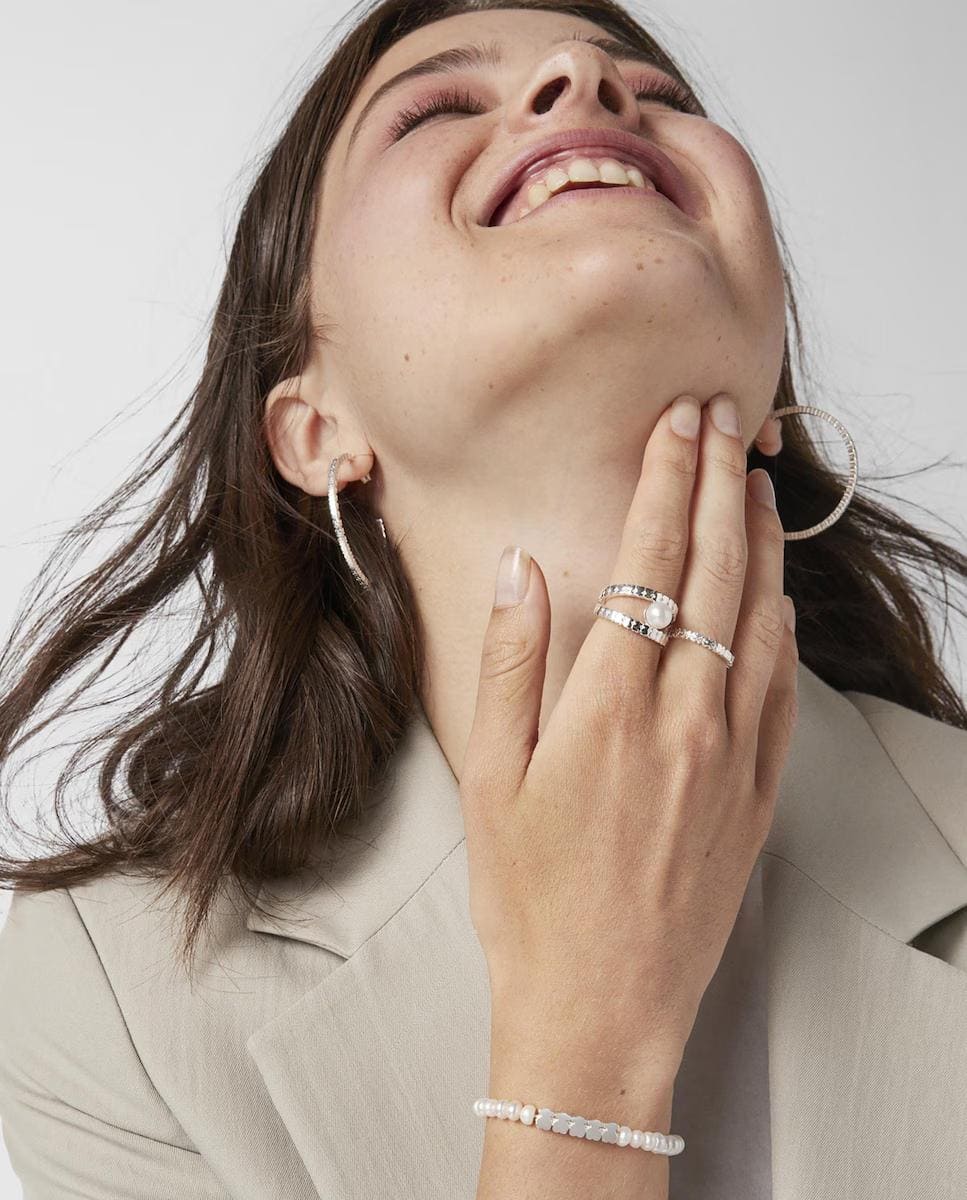 Pulsera Straight de plata y perlas