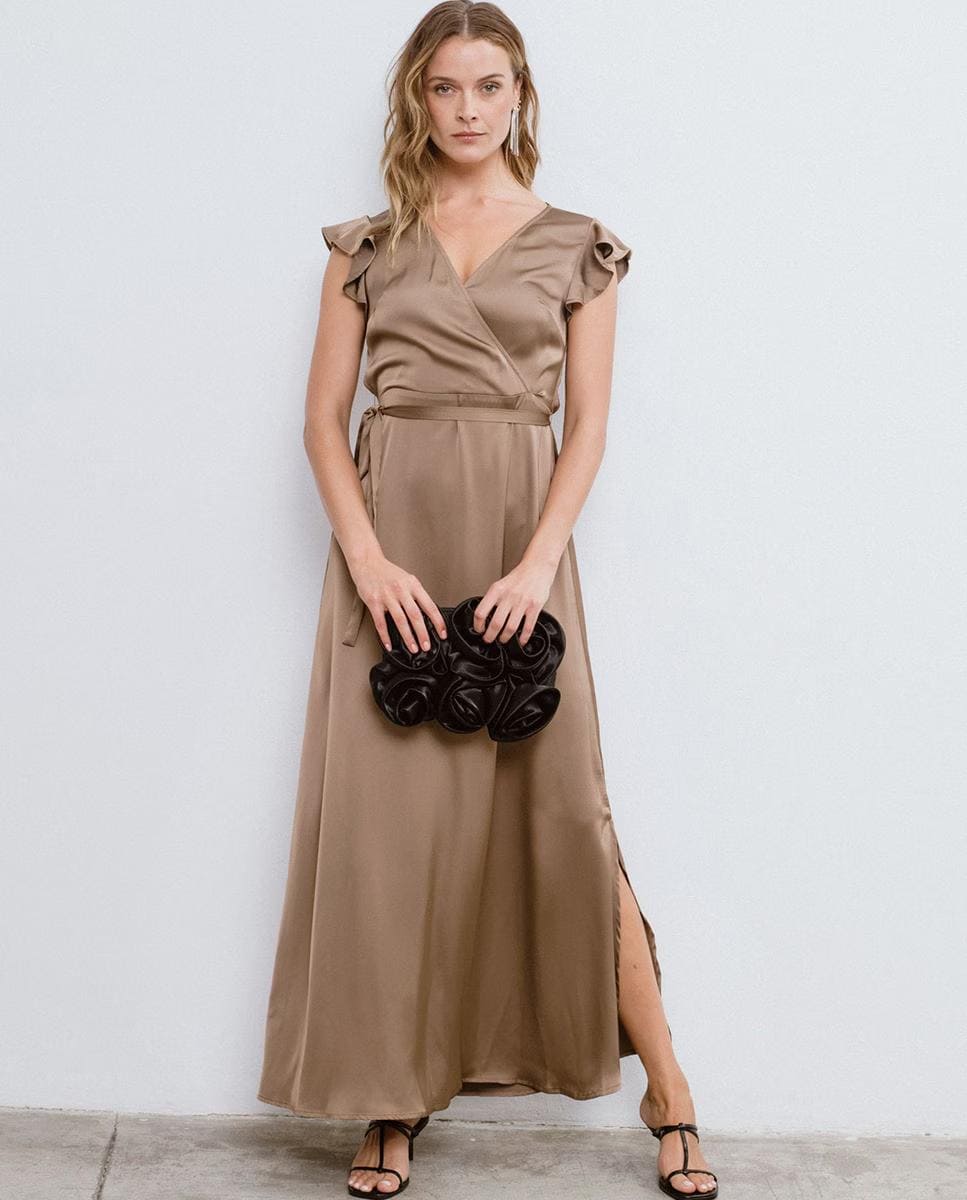 Vestido largo satinado, Vila