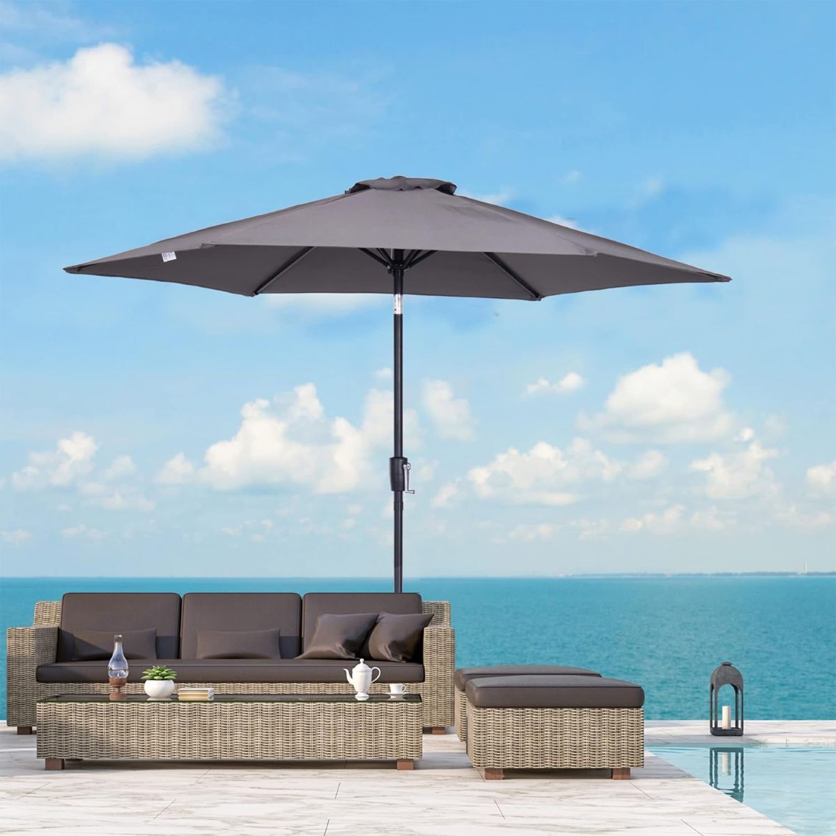 Parasol reclinable con manivela Seleok de Leroy Merlin