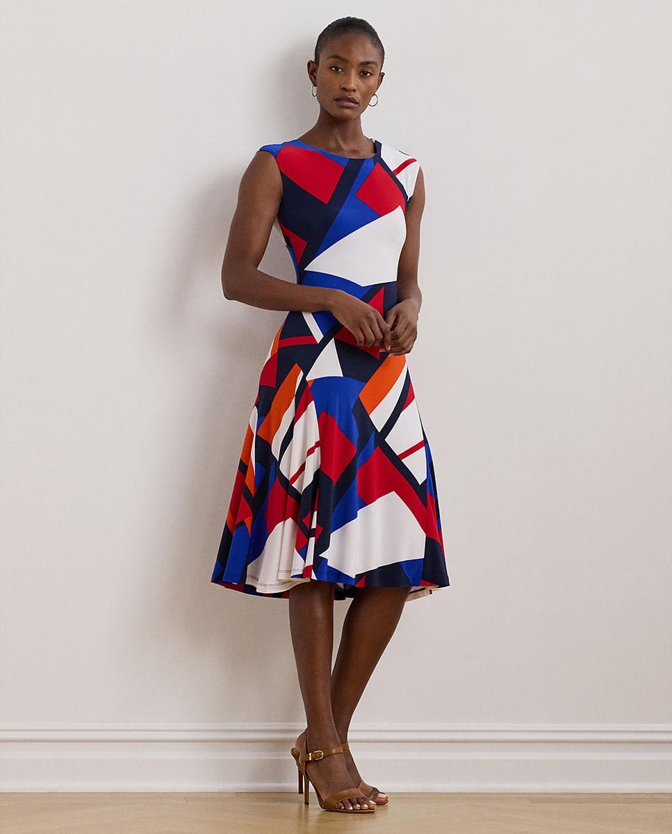 Vestido midi con estampado geométrico, Ralph Lauren