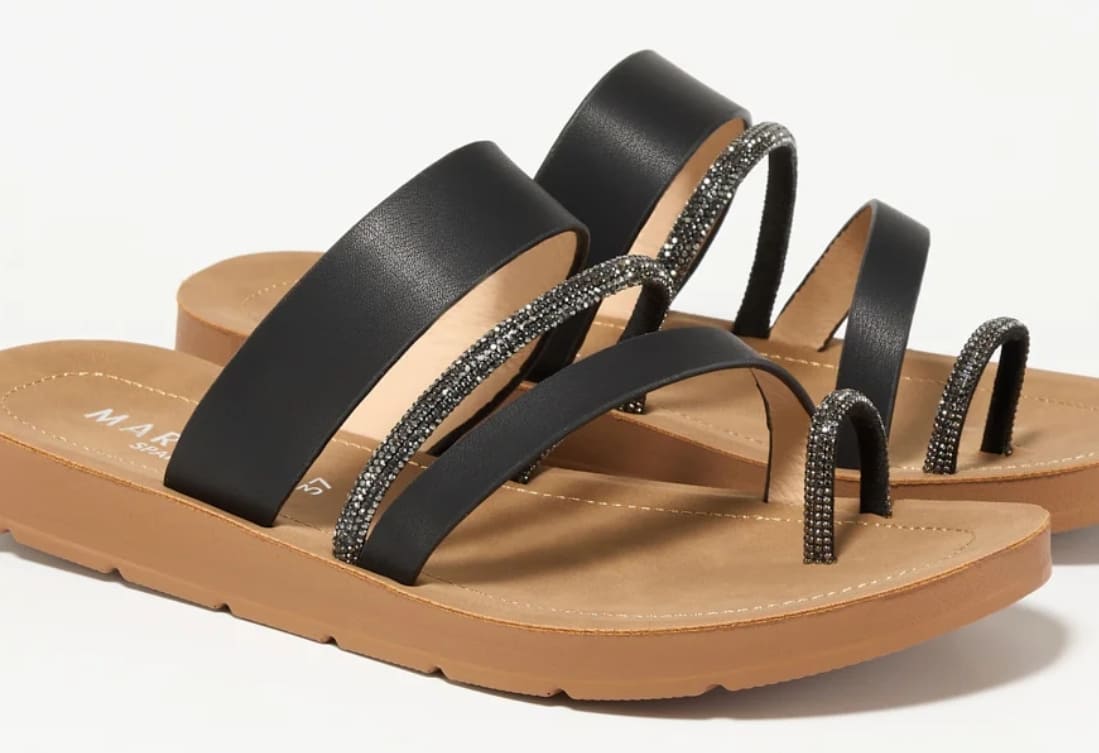 Sandalias planas strass tiras