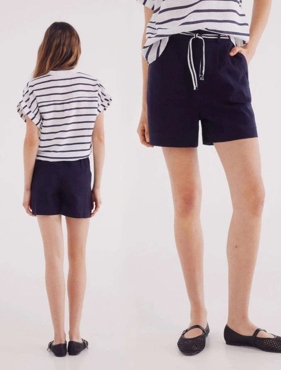 Shorts cinturón rústico algodón