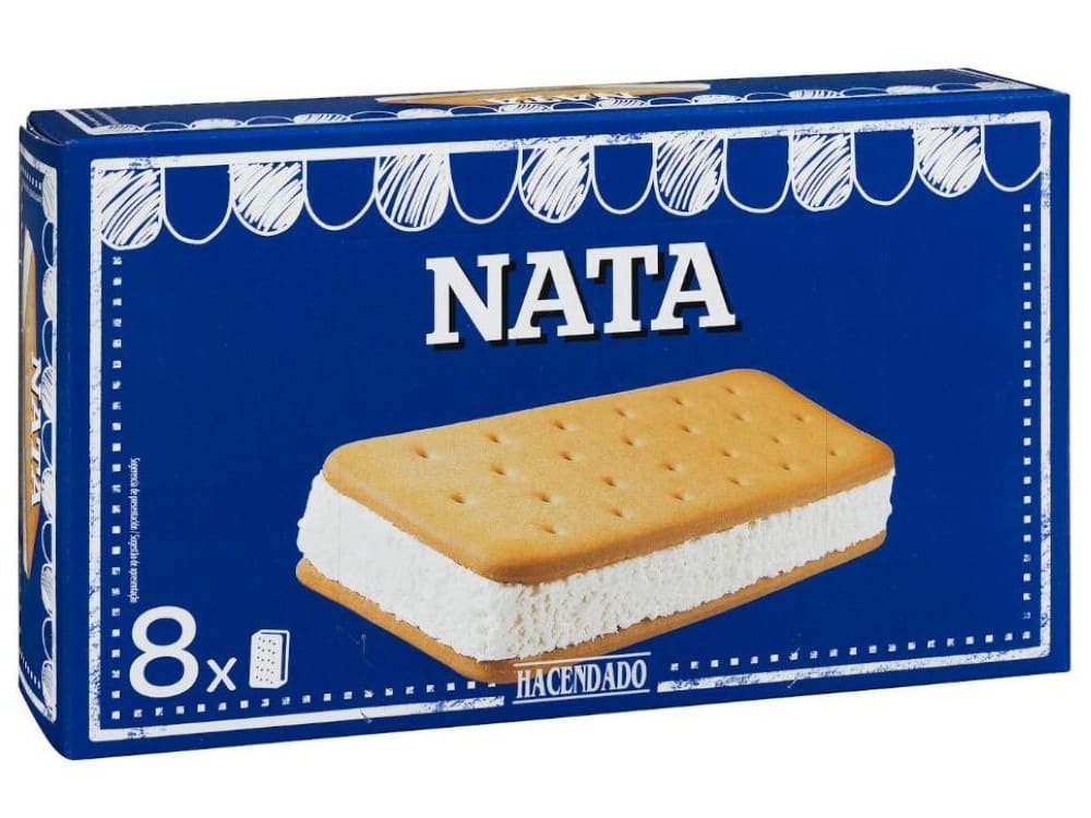 Helado sándwich de nata Hacendado