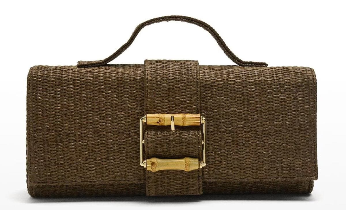 Parfois Bolso de fiesta convertible a bandolera efecto rafia con cierre imantado en liso