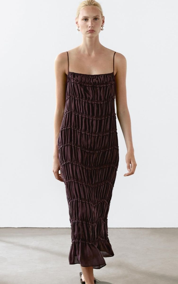 Vestido largo fluido con lino