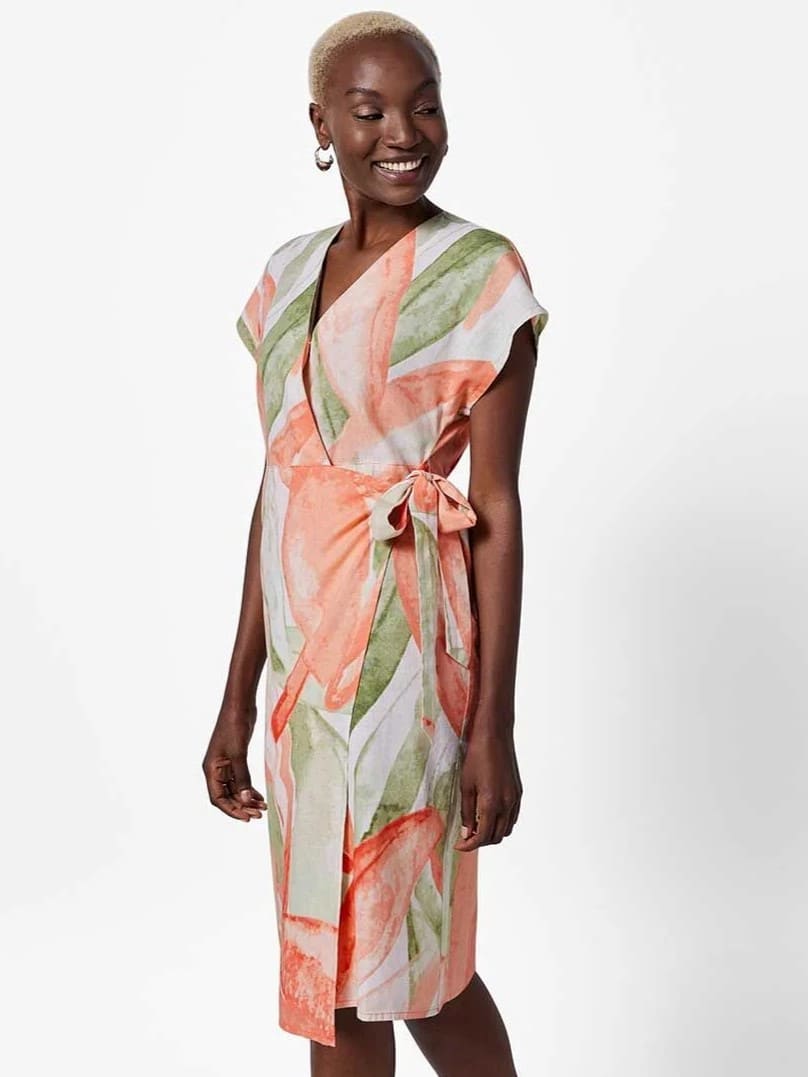 Vestido de lino estampado, Esmara