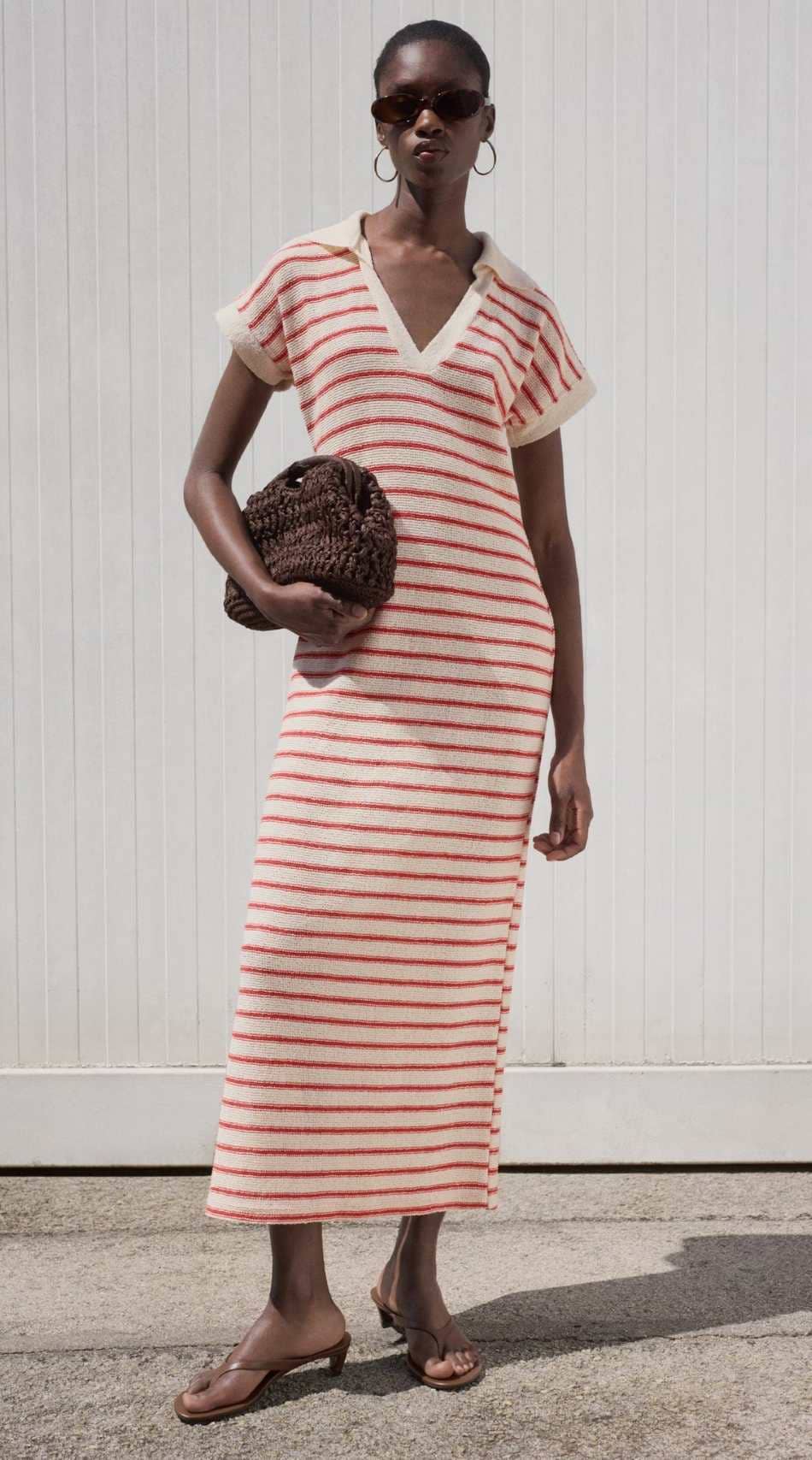 Vestido largo punto rayas de Mango