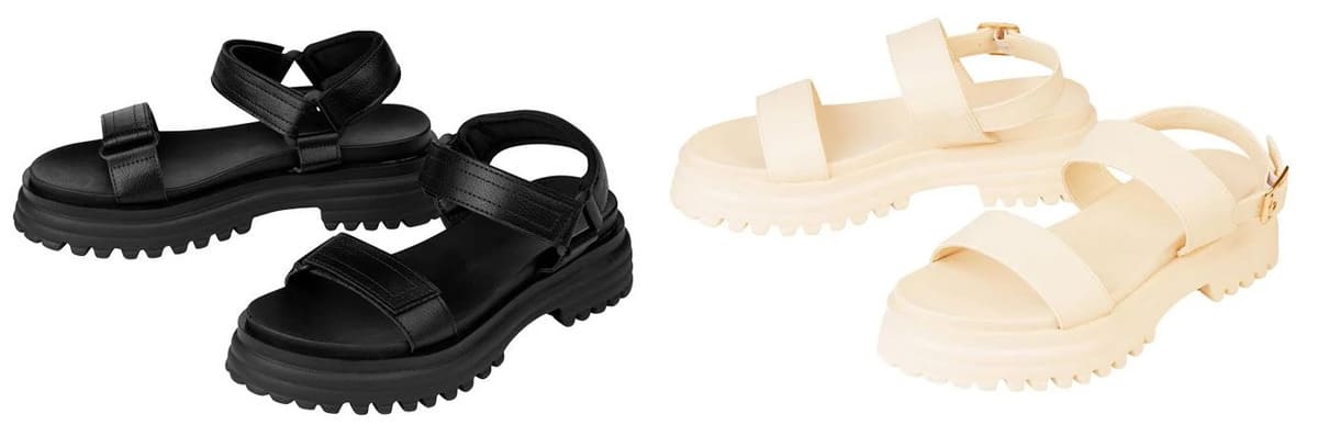 Las sandalias de plataforma para mujer en color beige o negro de Lidl