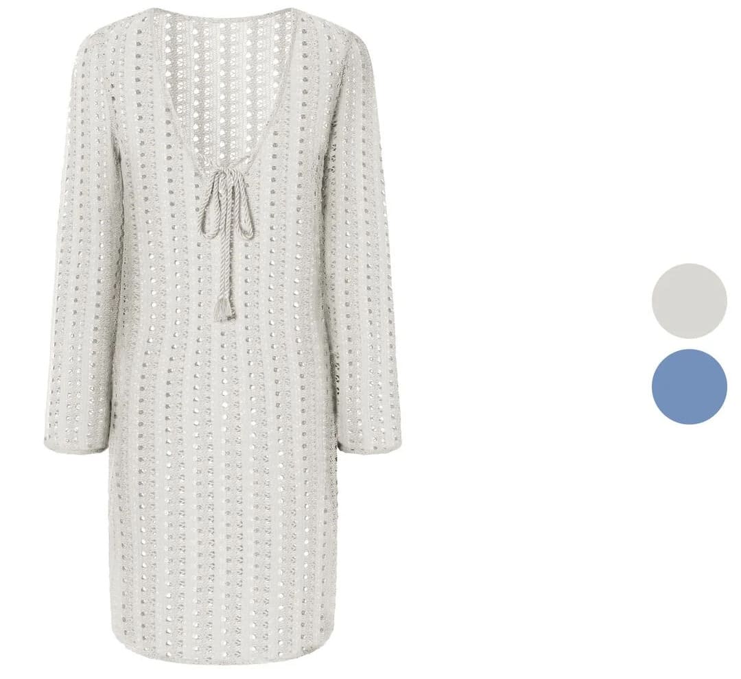 El vestido tipo túnica de encaje para mujer en color blanco de Lidl