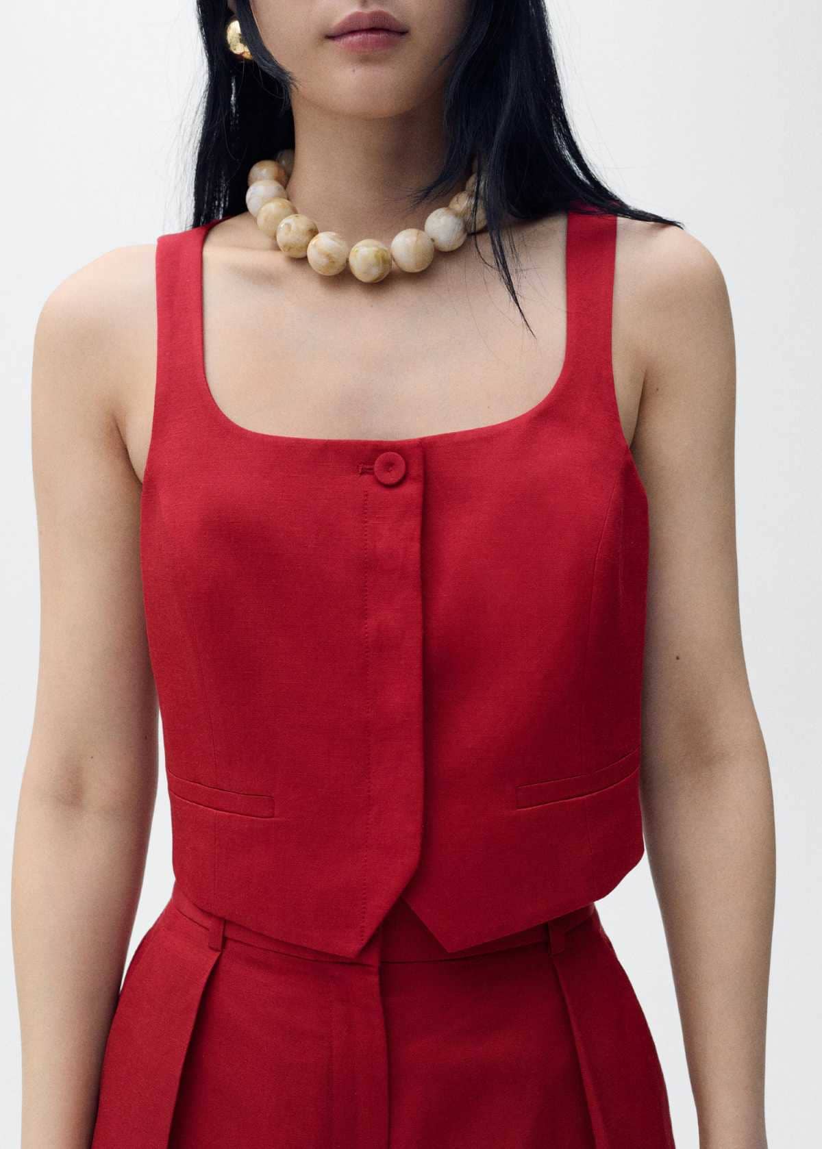 Chaleco traje mezcla lino de Mango