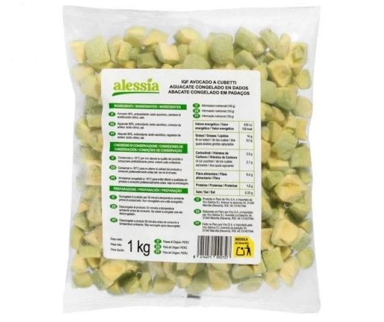 Aguacate congelado en dados, Alessia
