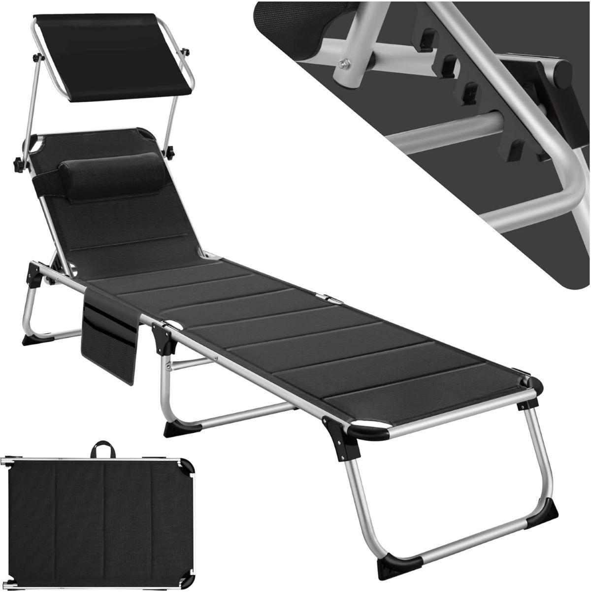 Tumbona con parasol y reposacabezas TecTake de Amazon