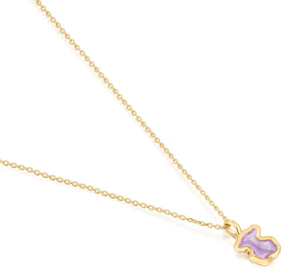 Collar con baño de oro 18 kt sobre plata oso lila Gregal de Tous