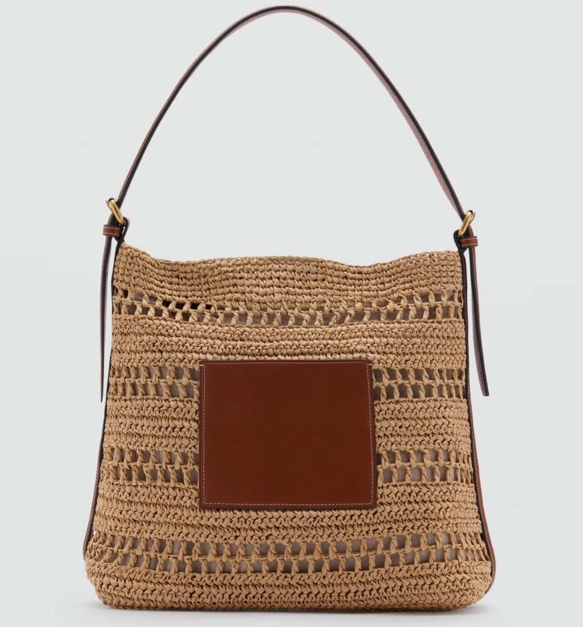 Bolso hombro fibra natural de Mango