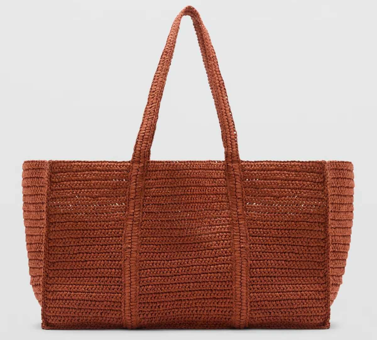 Bolso shopper doble asa fibra natural de Mango