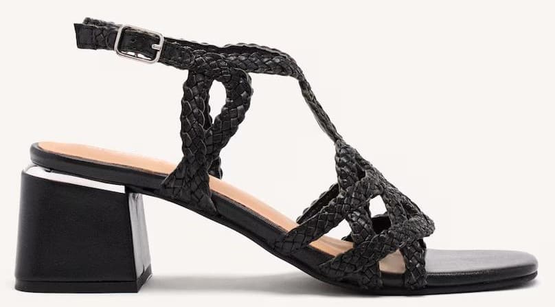 Sandalias de tacón de piel con trenzado