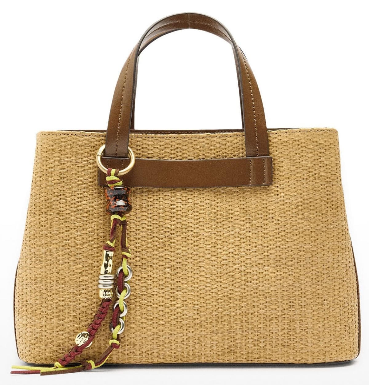 Bolso tote de efecto rafia con colgante de Parfois