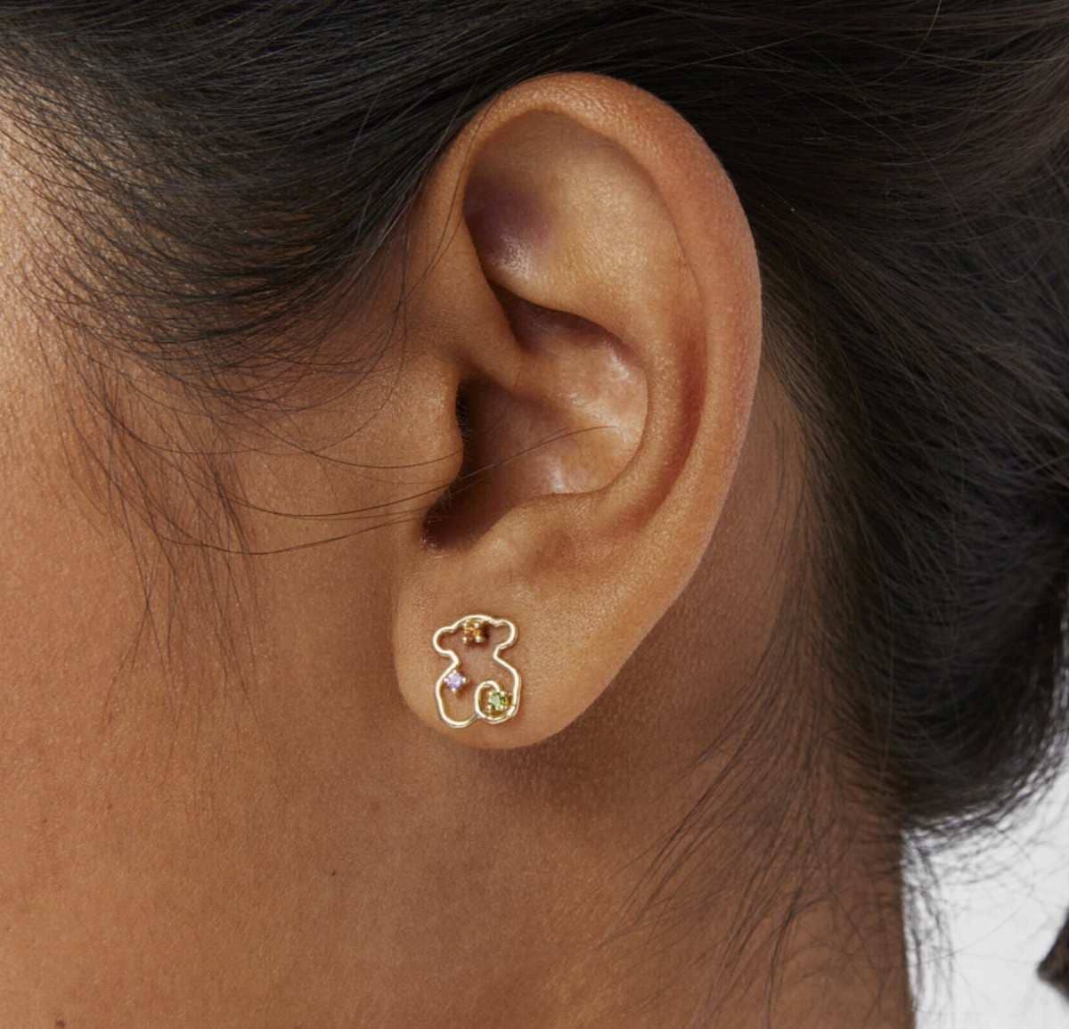 Pendientes oso de oro y gemas Tsuri de TOUS