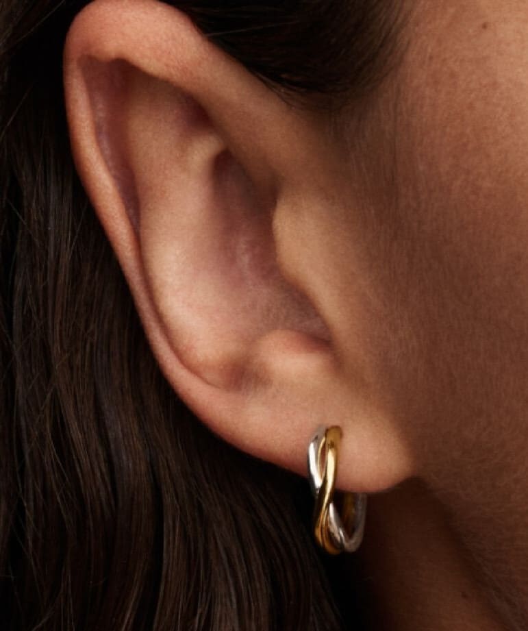 Pendientes de Aro Abiertos en Dos Tonos de Forma Orgánica de Pandora